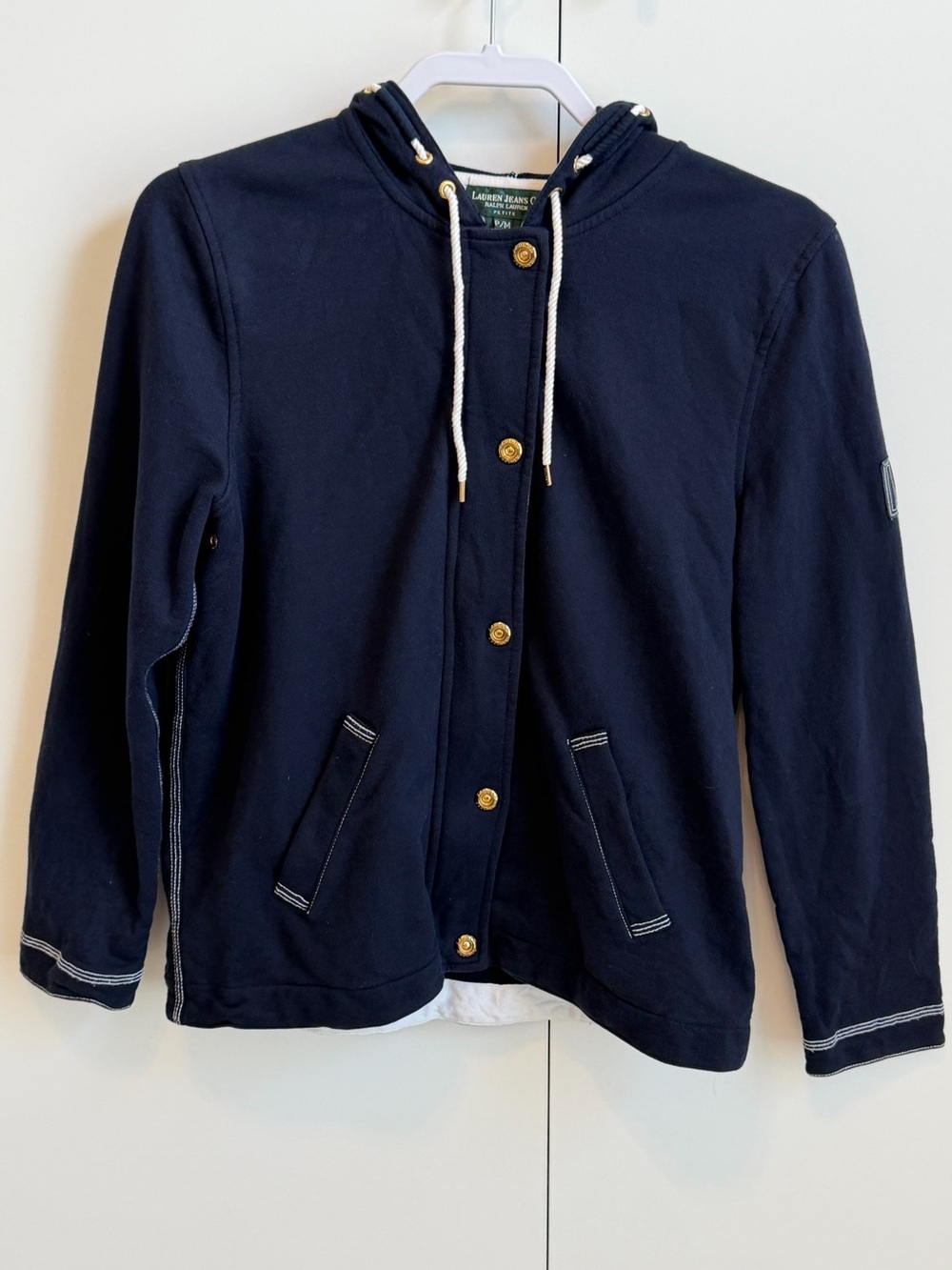 Lauren Jeans Co Ralph Lauren Navy Hooded Jacket Petite Medium Nautical